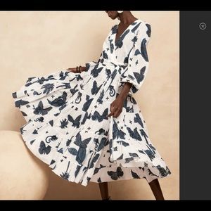 NWTs Banana Republic 100% Cotton Wrap Butterfly Print Dress!